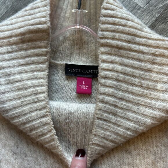 Vince Camuto Ribbed Neck Sweater Size Large Neutral - Picture 7 of 9